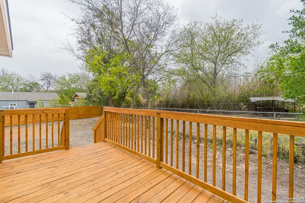 a view of a wooden deck