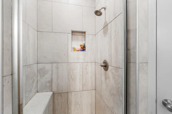 a bathroom with a shower