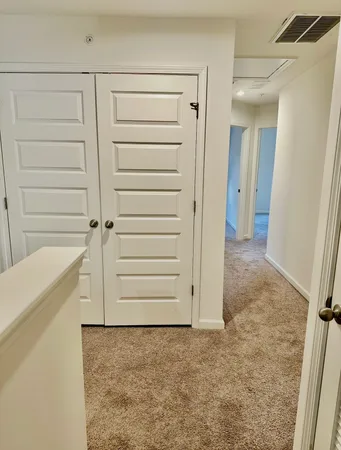an empty room with a door