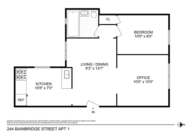 $1,811 | 244 Bainbridge Street, Unit 1 | Bedford-Stuyvesant