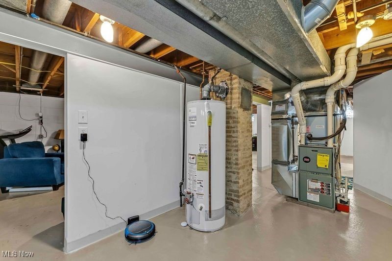 7760 York Road Cleveland, OH 44130 - Photo 23 of 39 Unfinished basement with gas water heater and heating unit