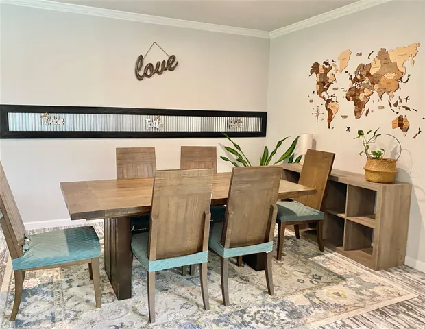 a view of a dining area with furniture