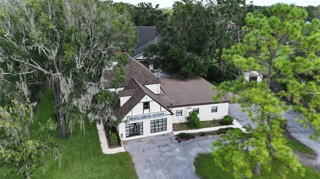 an aerial view of a house