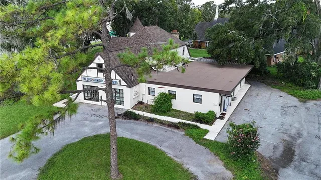 an aerial view of a house