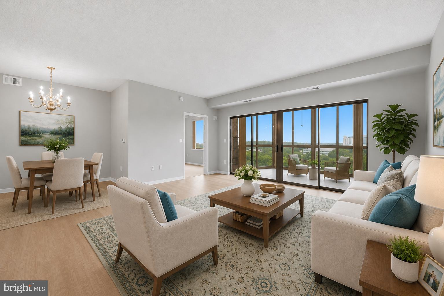 19375 Cypress Ridge Terrace, Unit 922 Leesburg, VA 20176 - Photo 6 of 89 Living and Dining Rooms open to kitchen & balcony
