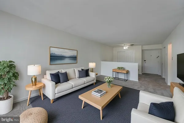 a living room with furniture and a couch