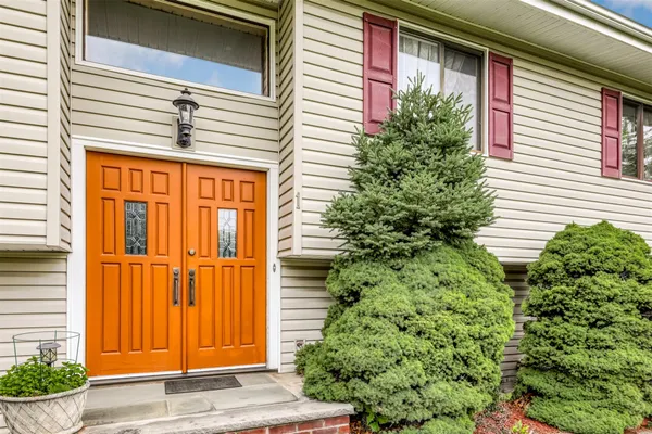 a view of a house with a garage