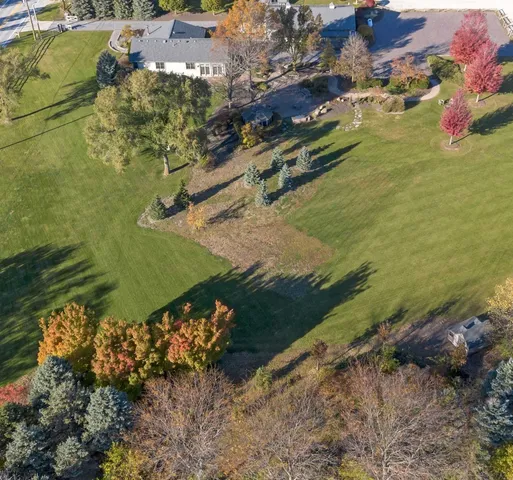 a view of a lake with a houses
