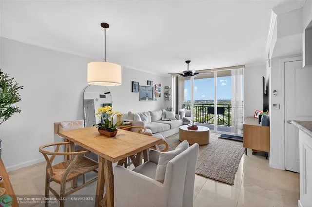 a view of a dining room and livingroom furniture