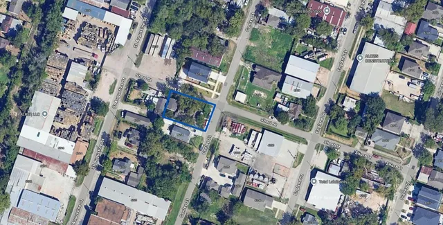 an aerial view of a building