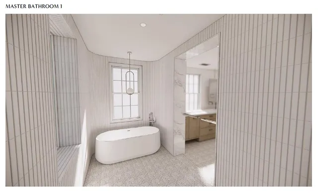 a spacious bedroom with a bed and wooden floor