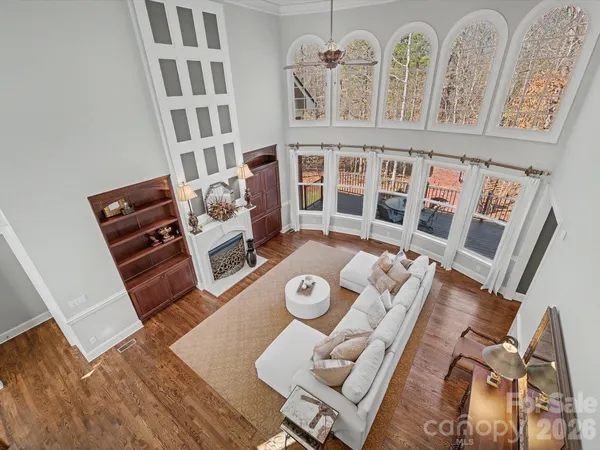 wooden floor with staircase