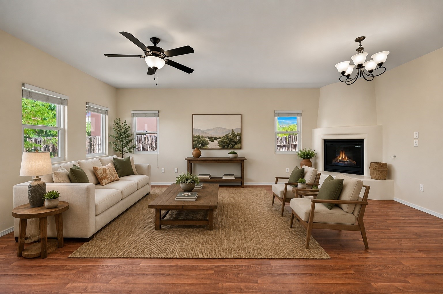 Living room virtually staged