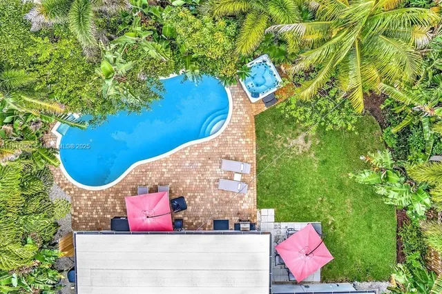 an aerial view of a house