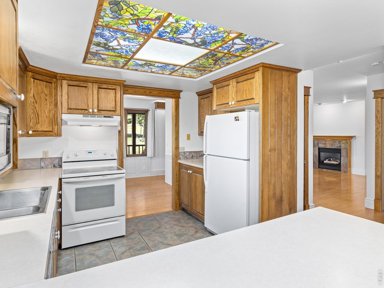 2180 Devils Gulch Road Estes Park, CO 80517 - Photo 17 of 40 Mosaic ceiling in kitchen