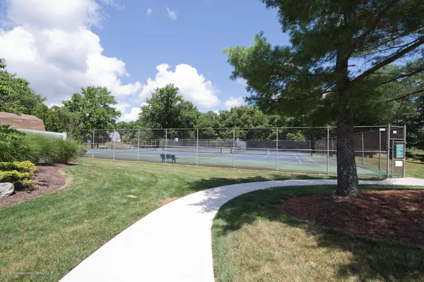 a view of a swimming pool with a yard