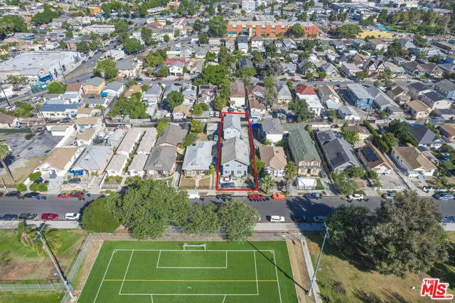 an aerial view of a city