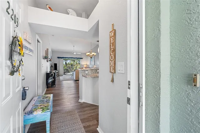 a view of a kitchen from the living room