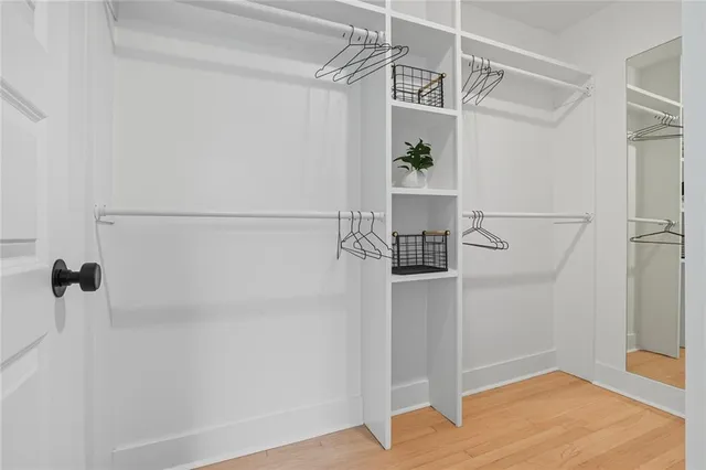 a view of small space with racks on the wall