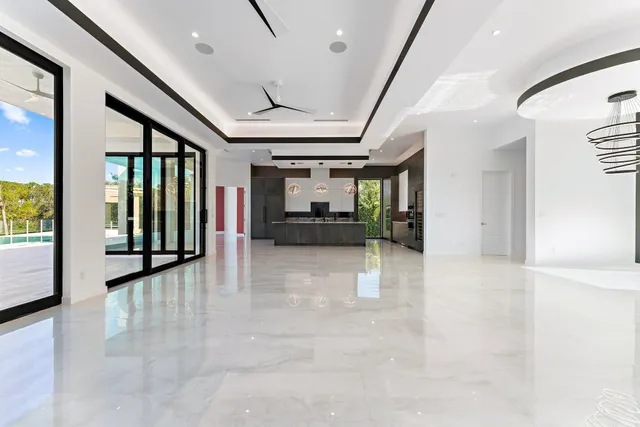 an aerial view of a house with a garden