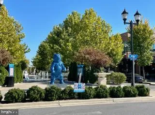 a view of a park with large trees