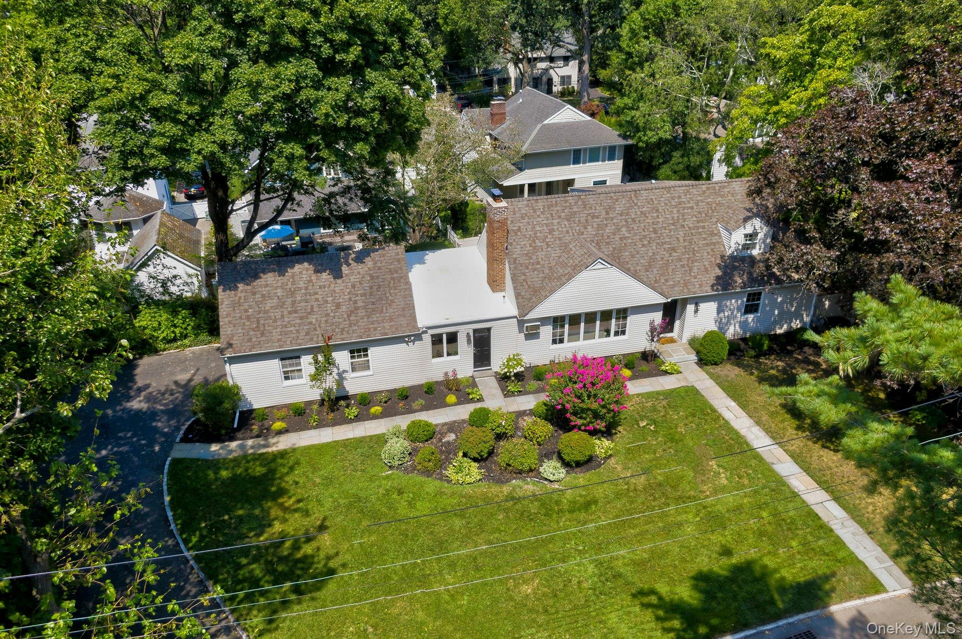 an aerial view of a house