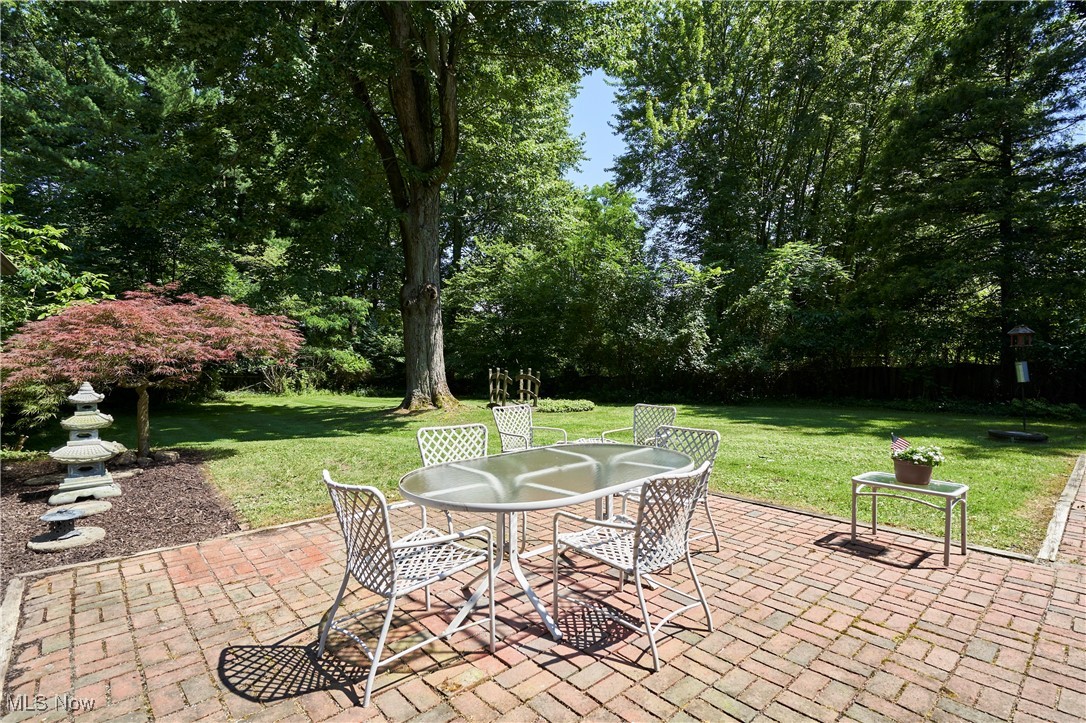 11715 Dunham Road Northfield, OH 44067 - Photo 15 of 19 View of patio featuring outdoor dining space and view of wooded area