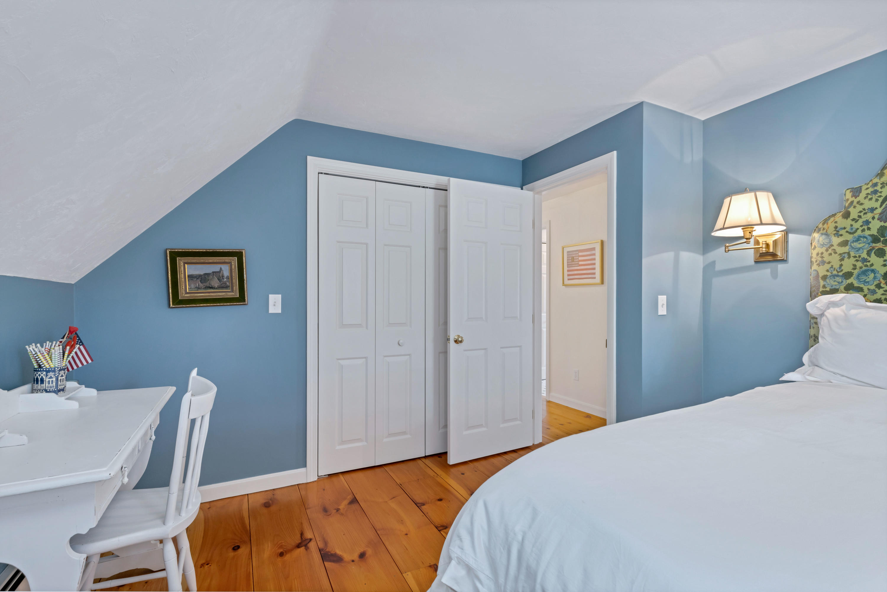 88 Round Cove Road Chatham, MA 02633 - Photo 44 of 58 a bedroom with a bed and a table in it