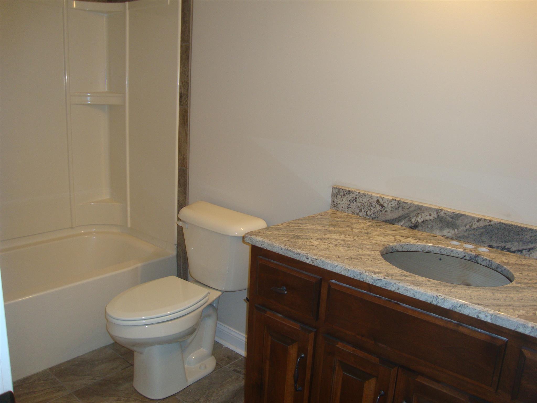 3596 Drake Road Adams, TN 37010 - Photo 25 of 25 a bathroom with a granite countertop toilet a sink and bathtub