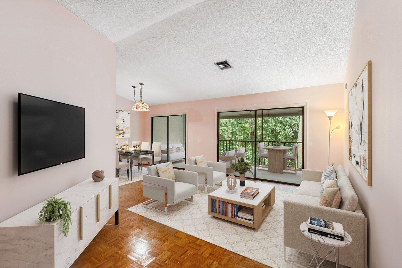 5630 Coach House Circle, Unit F Boca Raton, FL 33486 - Photo 7 of 34 VIRTUAL STAGED LIVING ROOM/DINING ROOM