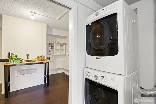 a utility room with dryer and washer