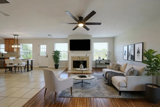a bathroom with sink and mirror