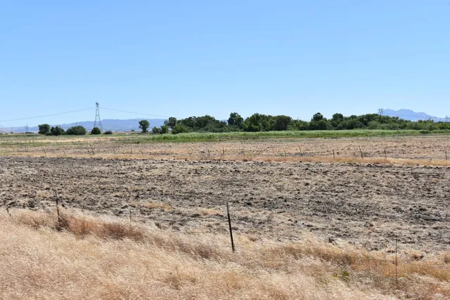 a view of a lake with houses in the back