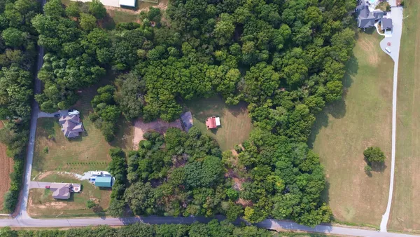 an aerial view of a house