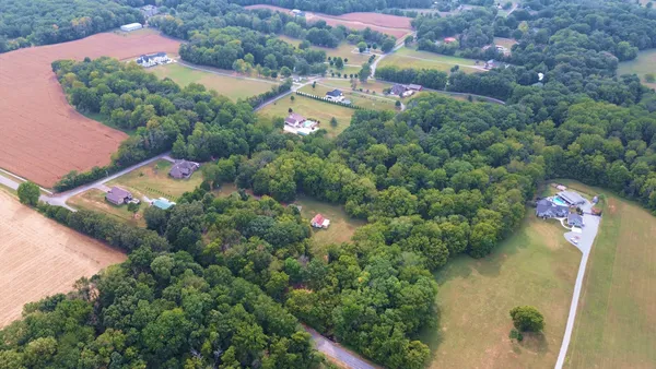 an aerial view of a house