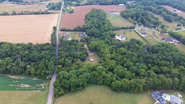 an aerial view of a house