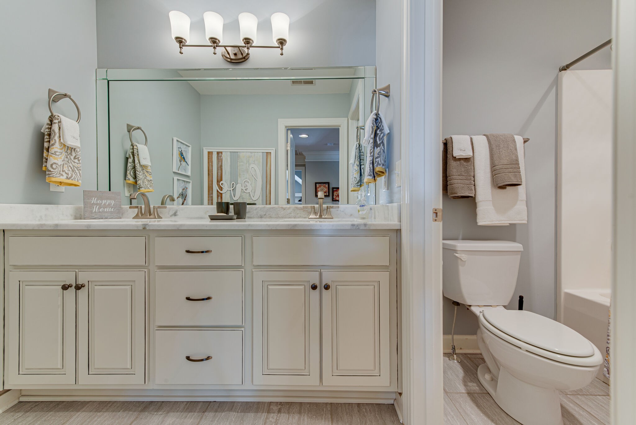1027 Red Pepper Ridge Spring Hill, TN 37174 - Photo 29 of 38 a bathroom with a sink vanity granite toilet and a mirror
