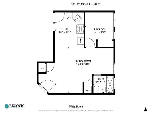 $1,595 | 1651 West Jonquil Terrace, Unit 12, Chicago, IL 60626