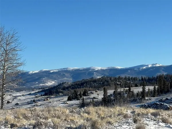 a view of a town with mountains in the background