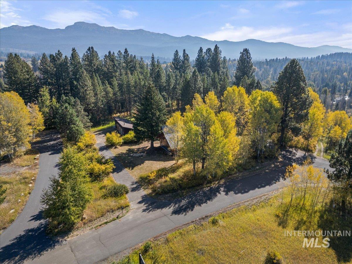 13982 Comfort Road McCall, ID 83638 - Photo 45 of 50 Aerial view of a mountainous background and a heavily wooded area