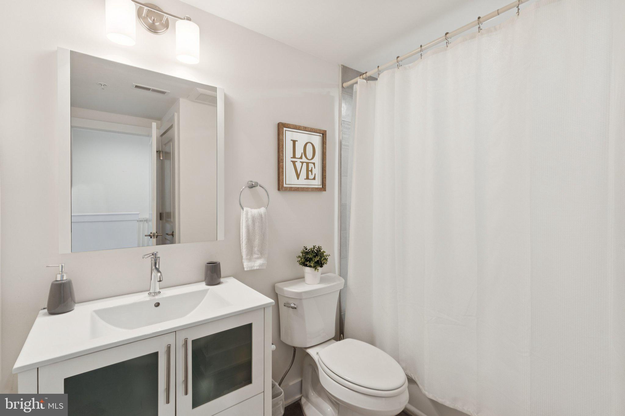 1022 South 2nd Street, Unit 2 Philadelphia, PA 19147 - Photo 20 of 46 a bathroom with a sink vanity mirror and toilet