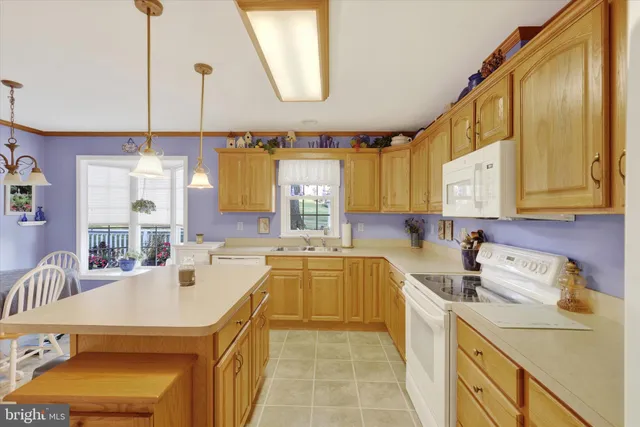 a kitchen with a sink a counter top space and appliances