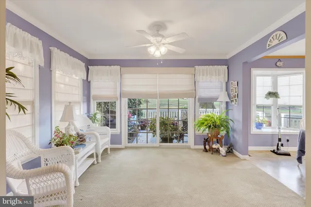 a living room with furniture and floor to ceiling windows