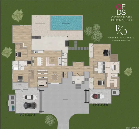 with aerial view of residential house with outdoor space and parking