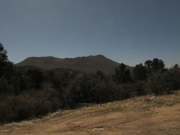 a view of mountain and a yard