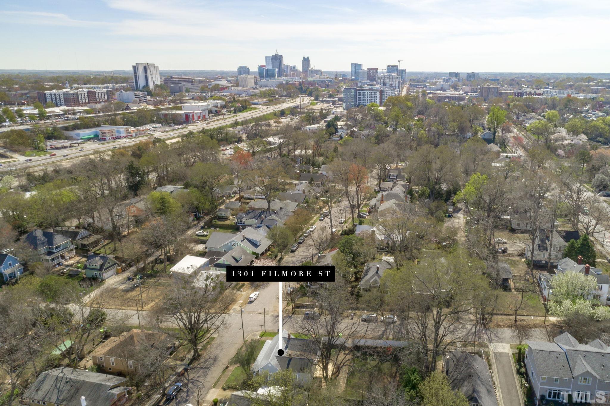 1301 Filmore Street Raleigh, NC 27605 - Photo 25 of 25 an aerial view of residential building and lake view