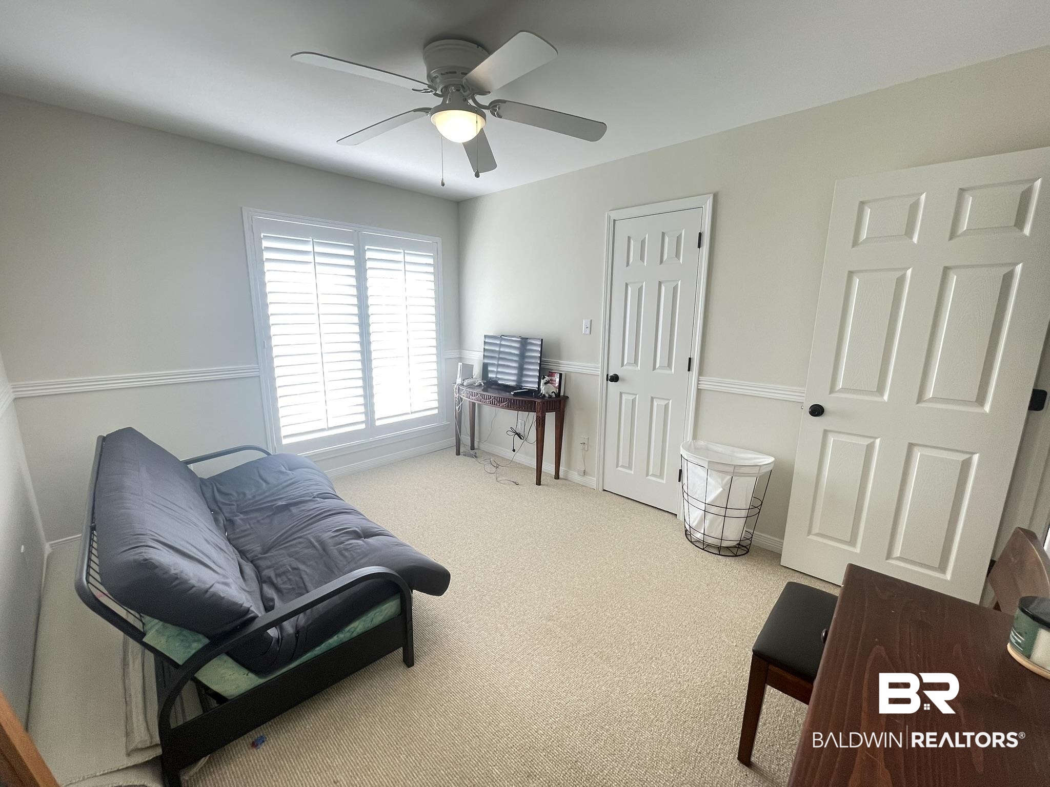 35405 Pine Road South Stapleton, AL 36578 - Photo 18 of 29 Sitting room featuring light colored carpet and a ceiling fan