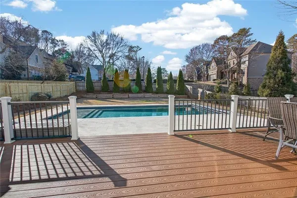 a view of terrace with wooden floor and fence