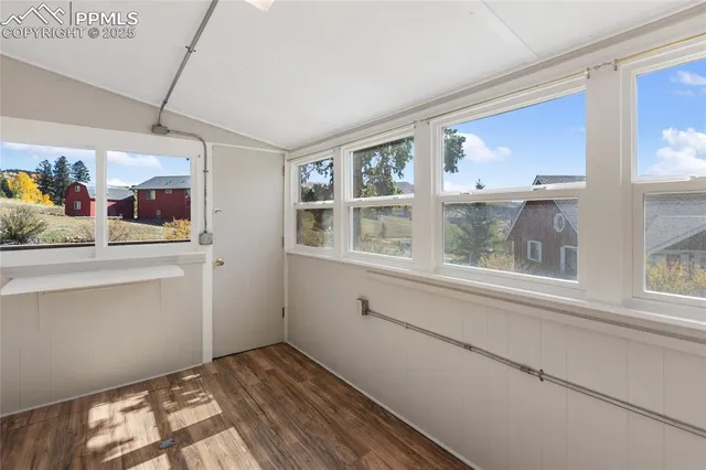 a room with window and closet