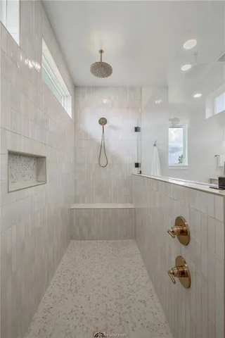 a bathroom with a shower